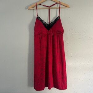 Apt. 9 Pink Floral Chemise Black Lace Nightgown Sleepwear Soft Comfy Casual